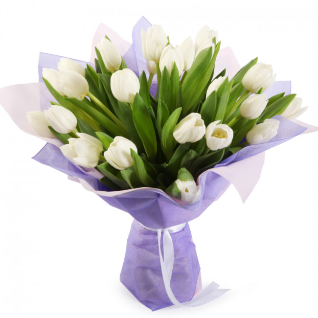 Букет цветов "Из белых тюльпанов"